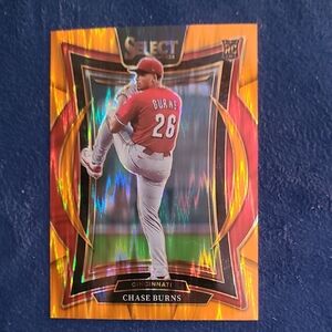 Panini Select 2025 Baseball Card -  Chase Burns RC Orange Flash Parallel